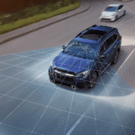 Subaru safety feature visualized with a Subaru SUV on the road